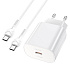 Адаптер Сетевой с кабелем Hoco N22 Jetta PD Type-C 25W (Type-C/Lightning) (white)