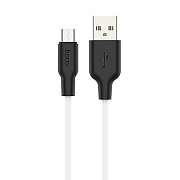 Кабель USB - micro USB Hoco X21 Plus (silicone) 12W 200см 2,4A  (white/black)