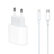Адаптер Сетевой с кабелем - MHJ83ZM/A Type-C 3A/20W (Type-C/Lightning) (B) (white)