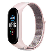Ремешок - WB09 Xiaomi Mi Band 5/Mi Band 6 текстиль липучка (регулируемый) (light pink)