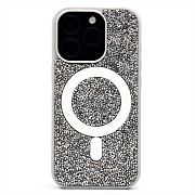 Чехол-накладка - SM029 POSH SHINE SafeMag для "Apple iPhone 16 Pro" россыпь кристаллов (white titanium)