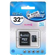 Карта флэш-памяти MicroSD 32 Гб Smart Buy +SD адаптер (class 10)
