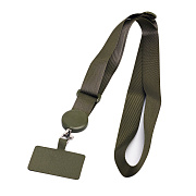 Шнурок текстильный на шею с карабином (плоский широкий) (green)