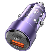 Адаптер Автомобильный Borofone BZ20A Smart PD QC3.0 83W USB/Type-C (purple)