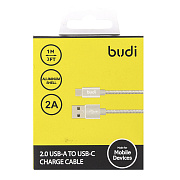 Кабель USB - Type-C budi M8J180T  100см 2,4A  (silver)