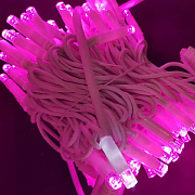 Светодиодная гирлянда Гирлянда уличная нить 100 светодиодов, 8мм, 10 метров, коннектор, розовый (провод белый)