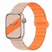 Ремешок - ApW32 Apple Watch 42/44/45/49 mm силикон на магните (sand pink/orange)