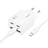 Адаптер Сетевой с кабелем Hoco N56 2Type-C/2USB 3A/30W (Type-C/Lightning) (white)