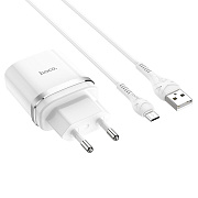 Адаптер Сетевой с кабелем Hoco C12Q QC3.0 USB 3A/18W (USB/Micro USB) (white)
