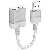 Адаптер Hoco LS37 Spirit 2-in-1 USB to 3.5mm (gray)