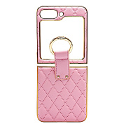 Чехол-накладка - FLIP экокожа стеганая с кольцом для "Samsung Galaxy Flip 5" (pink)