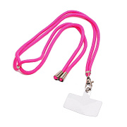 Шнурок текстильный на шею с карабином (круглый) (pink)