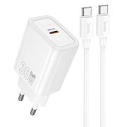 Адаптер Сетевой с кабелем Hoco N62 Gentle PD Type-C 3A/30W (Type-C/Type-C) (white)