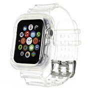 Ремешок - ApW21 Apple Watch 38/40/41 mm прозрачный силикон на пряжке+кейс (silver)