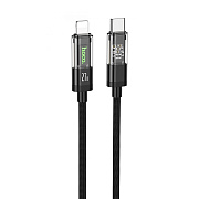 Кабель Type-C - Apple lightning Hoco U116 Transparent PD 27W 120см 3A  (black)