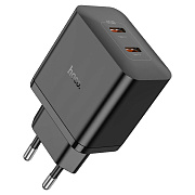 Адаптер Сетевой Hoco N35 Streamer PD GaN 2*Type-C 3A/45W (black)