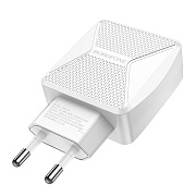 Адаптер Сетевой Borofone BA45A Max 2USB 2,4A/10W (white)