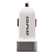 Адаптер Автомобильный Awei C-200 2USB/5V/2.4A (white/silver)