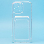 Чехол-накладка - SC276 с картхолдером для "Apple iPhone 14 Pro Max" (transparent)