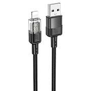 Кабель USB - Apple lightning Hoco U129 Spirit 12W 120см 2,4A  (black)