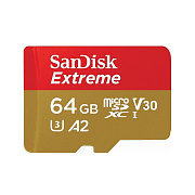 Карта флэш-памяти MicroSD 64 Гб SanDisk Extreme UHS-I U3I без адаптера (120 Mb/s) (red/brown) 