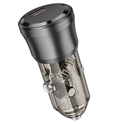 Адаптер Автомобильный Borofone BZ24 Clever PD20W Type-C/5V/3A (transparent black)