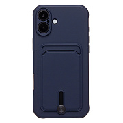 Чехол-накладка - SC304 c картхолдером для "Apple iPhone 16 Plus" (dark blue) (234450)