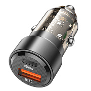 Адаптер Автомобильный Borofone BZ20 Smart 38W PD20W+QC3.0 USB/Type-C/5V/3A (black)