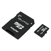 Карта флэш-памяти MicroSD  4 Гб Qumo +SD адаптером (class 10)