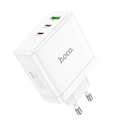 Адаптер Сетевой с кабелем Hoco N30 PD 2Type-C/USB 65W (Type-C/Type-C) (white)
