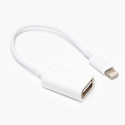 Кабель OTG - Apple lightning RockBox  10см 1A  (white) 