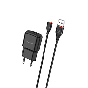 Адаптер Сетевой с кабелем Borofone BA48A Orion USB 2,1A/10W (USB/Lightning) (black)