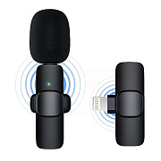 Микрофон - петличный K9 с прищепкой для телефона, Lightning (black)