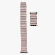 Ремешок - ApW Apple Watch 42/44/45/49 mm кожаный на магните (beige)