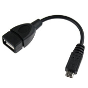 Кабель OTG - mini USB Glossar  15см 1A  (black)