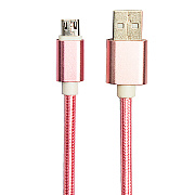 Кабель USB - micro USB - DC-100  100см 1,5A  (pink)