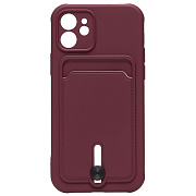 Чехол-накладка - SC304 с картхолдером для "Apple iPhone 12" (burgundy)