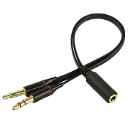 Переходник Jack 3.5 (м) - 2*Jack 3,5 (п) RockBox 10см (black)