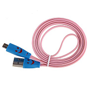 Кабель USB - micro USB Glossar M4 Smile  100см 1,5A  (pink)