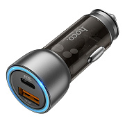 Адаптер Автомобильный Hoco NZ8 Sprinter 43W PD25W+QC3.0 USB/Type-C/5V/3A (brown)