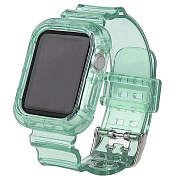 Ремешок - ApW21 Apple Watch 42/44/45/49 mm прозрачный силикон на пряжке+кейс (green)