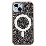 Чехол-накладка - SM029 POSH SHINE SafeMag для "Apple iPhone 14/iPhone 13" россыпь кристаллов (gray titanium)