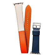 Ремешок - DoubleTour Apple Watch 42/44/45/49 mm кожаный на пряжке (регулируемый) (orange)