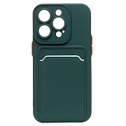 Чехол-накладка - SC315 с картхолдером для "Apple iPhone 14 Pro" (dark green) (214396)