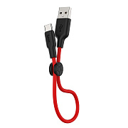 Кабель USB - Type-C Hoco X21 Plus (silicone)  25см 3A  (red/black)