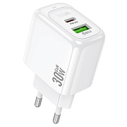 Адаптер Сетевой Hoco CS55A Surplus PD+QC3.0 USB/Type-C 30W (white)