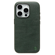 Чехол-накладка Cellis SM031 SafeMag для "Apple iPhone 15 Pro" Натуральная кожа (dark green) (237494)
