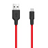 Кабель USB - micro USB Hoco X21 Silicone 10W 100см 2A  (black/red)