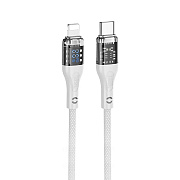 Кабель Type-C - Apple lightning Hoco U115 Transparent PD 20W 120см 3A  (grey)