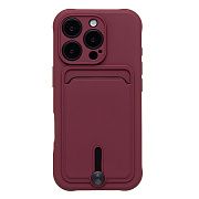 Чехол-накладка - SC304 c картхолдером для "Apple iPhone 16 Pro" (burgundy)